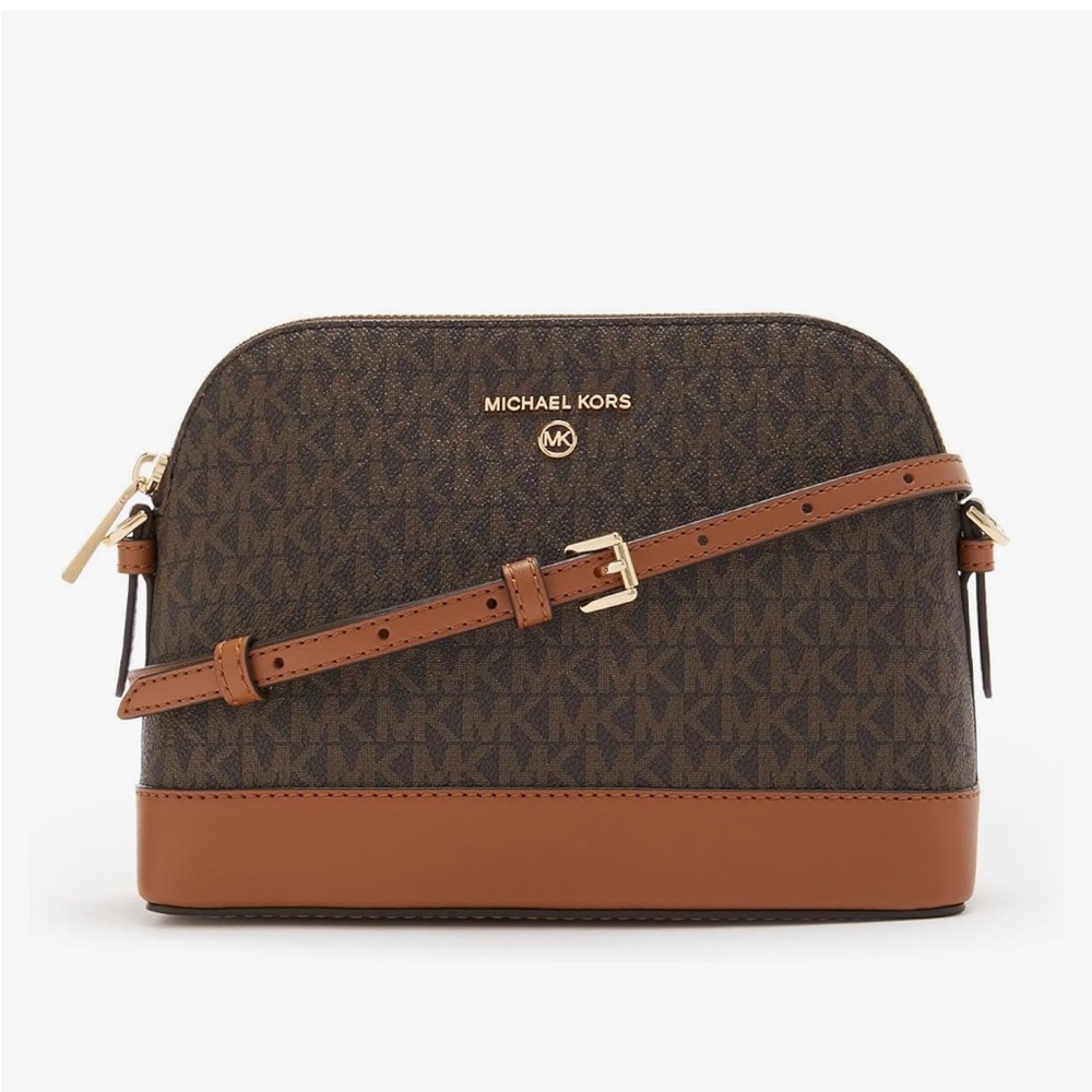 NWT Michael Kors Jet Set Charm Large Dome Crossbody Brown